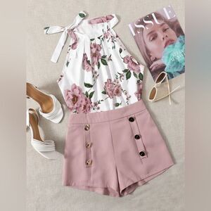 New Pink Button-Detail Women's Shorts Size Small